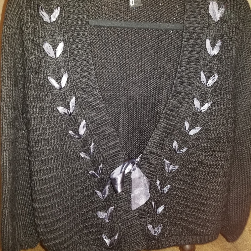 H&M Black with Dark Silver Ribbon  Cardigan